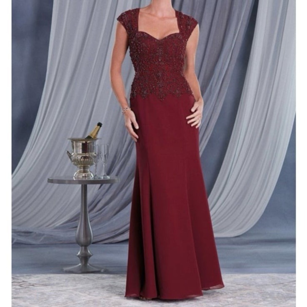 Vintage Y2K‎ 2000s Alfred Angelo Red Beaded Formal Gown Feminine Ethereal